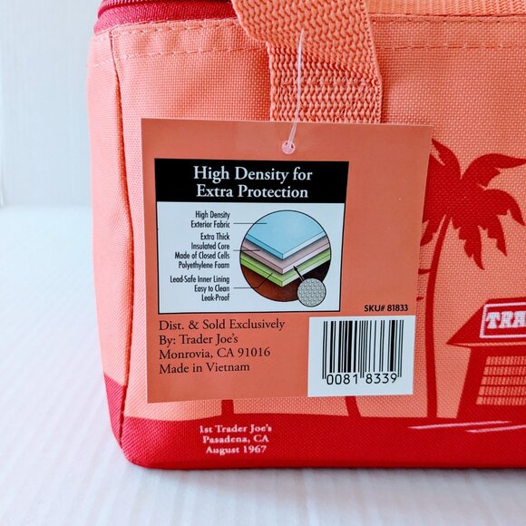 *NEW* TRADER JOES Mini Insulated Tote Bag Coral HURRY! LIMITED EDITION!! NWT - Picture 6 of 6